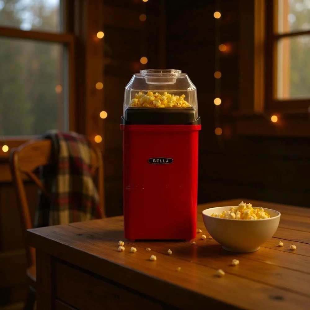 Bella Hot Air Popcorn Maker Healthier Choice No Oil Portable Small RED 1200W
